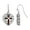 Red, variant on Pewter Heart Shaped Crystal Stones Enamel Cross Earrings