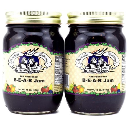 Amish Wedding Old Fashioned B-E-A-R Jam - 18 oz - 2 Glass Jars