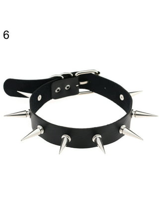 Long Spike Choker Punk Faux Leather Collar Goth Style Necklace Accessor F  LQiWA