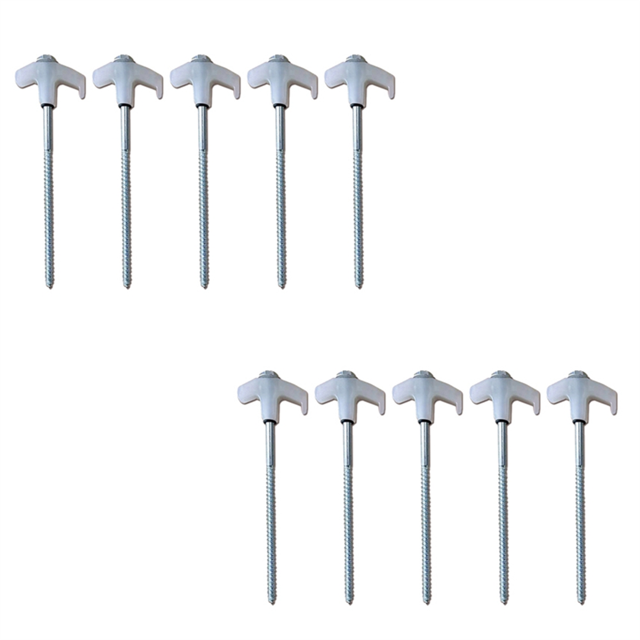 White Screw-Type Tent Spikes, Tent Spikes, Metal Threaded Tent Spikes, Heavy-Duty Tent Spikes