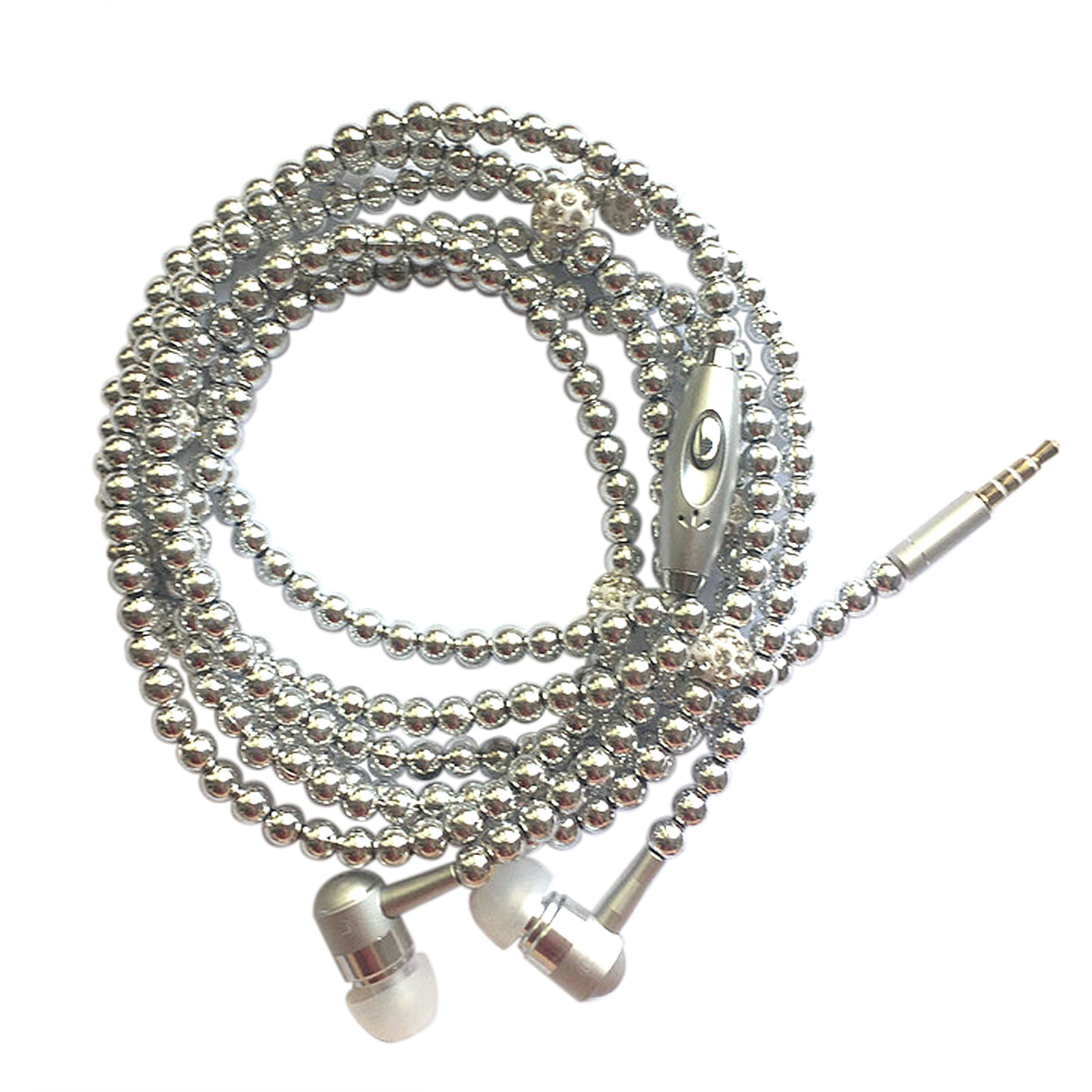 Tomshine Jewelry Pearl Necklace Stereo Earphones with Microphone 3.5mm