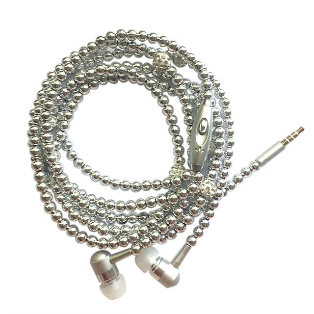 Joyas Collar de perlas Auriculares estéreo con micrófono Auriculares internos de 3,5 mm