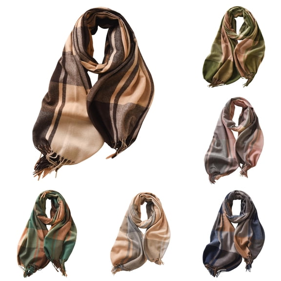 QTSHPN Fashion Long Plaid Blanket Winter Fall Warm Big Tartan Scarves Wrap Shawl Scarf Women