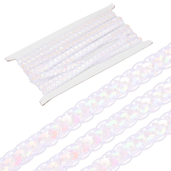 Uxcell 5 Yards Sequins Beaded Lace Trim 0.4 inch Braid Trim Strip for Crafts, Embellishments, Costume, Iridescent