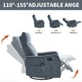 thumbnail image 4 of PAPROOS Rocker Recliner with Massage and Heat, Fabric 360°Swivel Rocker Recliner, Glider Rocking Chair for Nursery, Small Manual Recliner with Side Pocket for Home Theater Living Room, Blue, 4 of 10