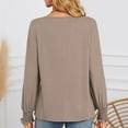 thumbnail image 5 of vigerkar Womens Long Sleeve Tunic Tops Fashion Loose Fit Dressy Tops Pleated Front Crewneck Shirts Business Casual Cute Tee (Khaki, XXL), 5 of 6