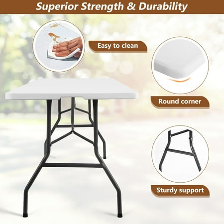 FDW Foldable Outdoor Office Parties Camping Table, White