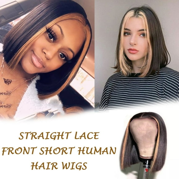 Lace Front Wigs Human Hair Brazilian Bob Straight Short Hair tl27 Human Wig 9A Highlight with 13×4 wig