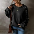 thumbnail image 3 of Pearl-Embellished Shoulder Sweater for Women, Crewneck Knit Pullover with Pearl Accents, 3 of 8