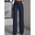 thumbnail image 4 of Women Wide Leg Pants Summer High Waisted Business Casual Work Dress Pants Trousers Slacks Navy Blue L, 4 of 9