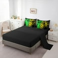 thumbnail image 6 of Feelyou Fashion Game Console Twin Bedding Sets 7-Piece for Kids, Green Gold Stripes Abstract Bedding Comforter Set, Video Game Controller Reversible Sheet Sets, Super Cozy Room Decor, 6 of 9