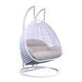 thumbnail image 5 of LeisureMod Modern Beige Wicker Hanging Double Seater Egg Swing Chair with Cushion, Taupe - Indoor/Outdoor Patio Swing, 5 of 7