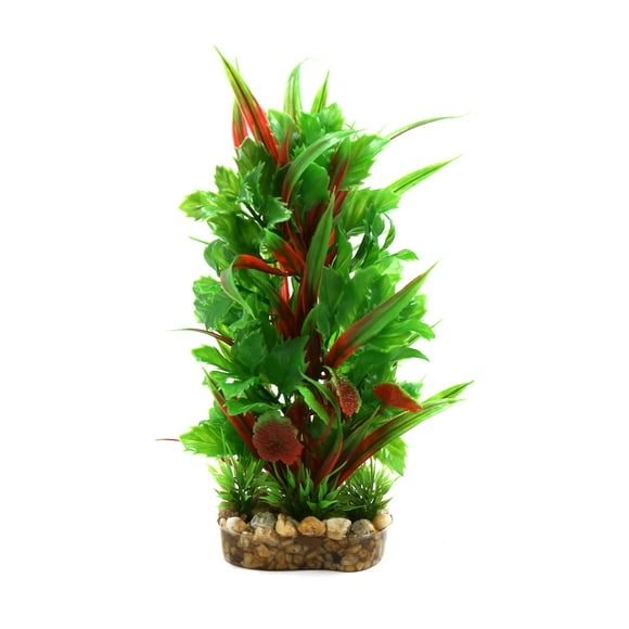 Planta Decorativa Decoración Acuario Terrario Plástico Tanque Hábitat para Los Reptiles Rojo Verde 11 x 8 x 20 cm/4.33x 3.15x 7.87