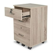 Ktaxon 3-Drawer Rolling Wood File Cabinet with Lock, Portable Vertical Mobile Wooden Storage, Business Filing Cabinet for Home Office,Oak