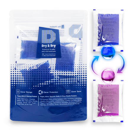 

5 Gram [50 Packs] Dry & Dry Premium Blue Indicating Silica Gel Packets - Rechargeable