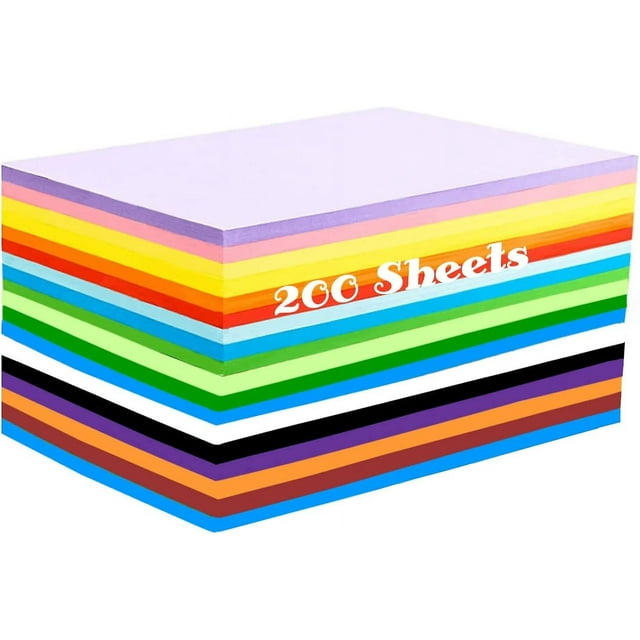 200 Sheets Double Sided A4 Colored Origami Paper with 20 Bright Colors (70gsm)