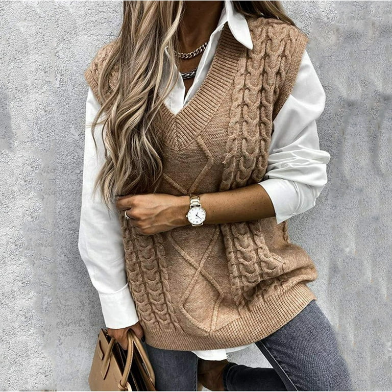 Ladies knitted sleeveless cardigan hotsell