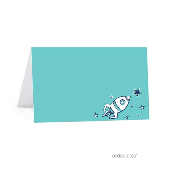 Space Galaxy Birthday Printable Table Tent Place Cards, 20-Pack