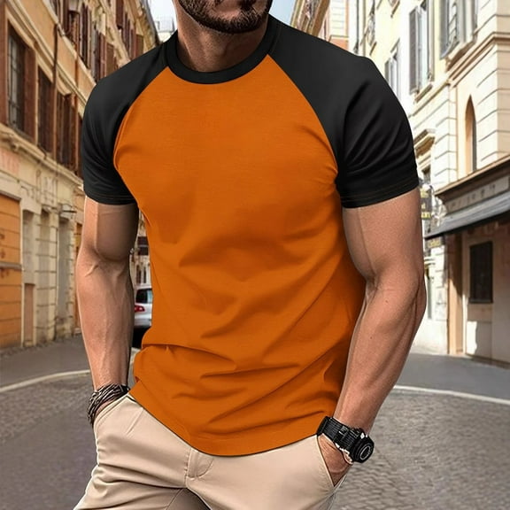 ZZHZGZ Mens 4Th of July Shirt Men T Shirts Graphic European Color Blocked Twill Business Sport Raglan Sleeves Men Trendy Short Sleeved T Shirt S