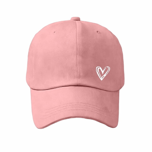 Heart Embroidered Baseball Cap,Distressed Adjustable Hat,Casual Unisex Dad Cap,Exquisite Heart Embroidered Baseball Cap Vintage Distressed Washed Adjustable Comfortable Fit Peaked Hat,Pink