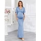 thumbnail image 5 of Vestido largo de maternidad AISWI con faja de flores azul claro, 5 of 6