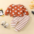 thumbnail image 2 of Tenues d'Halloween pour Bébés Garçons, T-shirt à Manches Longues à Col Rond avec Imprimé Ghost Bat et Pantalon à Rayures, 2 of 9