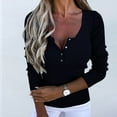 thumbnail image 2 of tarylea Oversized Tops for Women Chest Button Ribbed Knitted Tops Slim Fitted Solid Color Shirts Going out Tops, 2 of 6