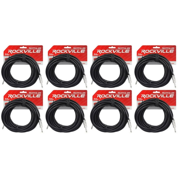 8 Rockville RCTT1425 25' 14 AWG 1/4" TS to 1/4" TS Pro Speaker Cable 100% Copper