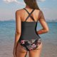 thumbnail image 4 of Traje de baño de bikini de verano con estampado de moda para mujer, con cojín en el pecho y sin soporte de acero, sin espalda, con tirantes, de nailon., 4 of 5