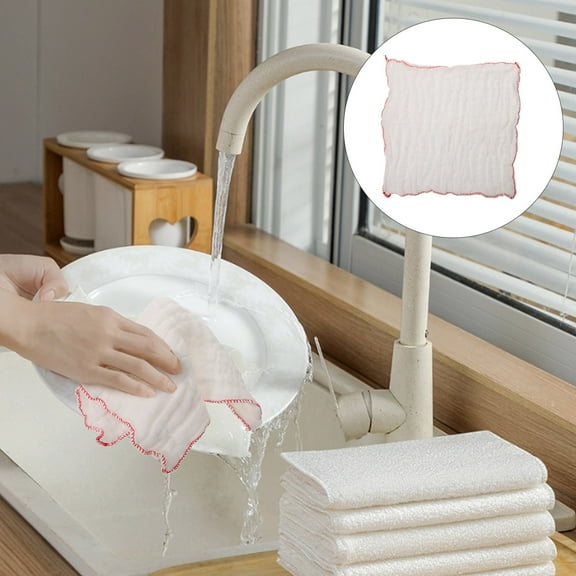 HONMEET 3-Pack White Cotton Kitchen Dishcloths Reusable Towels for Dishes, Cooktop, and Cleaning