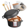 thumbnail image 1 of 5 Qt Cast Iron Dutch Oven, 2-in-1 Pre-Seasoned Double Pot with Lid, Bread Baking Dutch Oven Set with Accessories, Oven Safe up to 500°F, 1 of 12