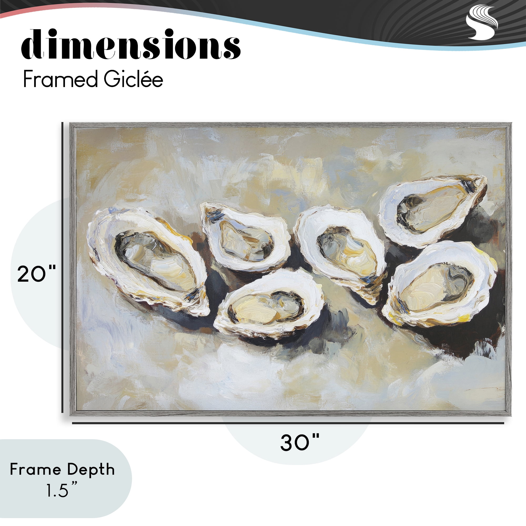 Stupell Industries Line of Oysters in Neutrals Gray Framed Giclee Art, design by Sisi and Seb