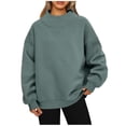 thumbnail image 4 of IROINNID Women's Turtleneck Sweatshirt Casual Loose Solid Pullover Base Sweatshirt Tops,Green, 4 of 9