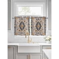 thumbnail image 2 of Half Window Curtains 24 Inches Long, Boho Chic Ethnic Window Treatment Curtain Drapes, Orange Blue Vintage Tribes Short Curtains Tiers for Kitchen Over Sink, 27.5"x24", 2 Panels, 2 of 7