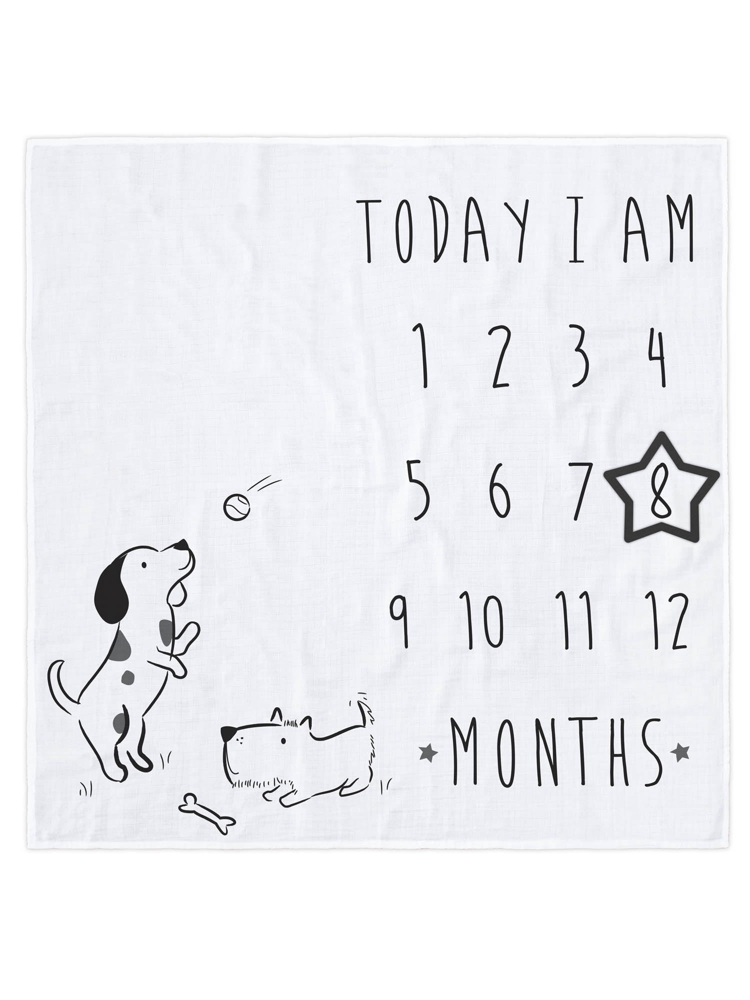 Modern Moments by Gerber Baby Boy Milestone Blanket & Frame Set, 2-Piece, White Puppies