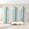 thumbnail image 3 of Teal Aqua Stripes Outdoor Waterproof Pillow Covers, Minimalist Abstract Vertical Lines Decorative Square Throw Pillowcase Sofa Cushion Sham for Patio/Couch/Chair, 18"x18" 2 Pack, 3 of 8