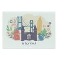 thumbnail image 1 of Travel Cutting Board, Istanbul City Illustration with Colorful Floral and Landmarks, Decorative Tempered Glass Cutting and Serving Board, in 3 Sizes, by Ambesonne, 1 of 2