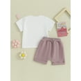 thumbnail image 4 of Bslissey Toddler Baby Girls Casual Shorts Sets Short Sleeve Letter Print T-shirt Tops with Elastic Waist Shorts 6M 12M 18M 24M 3T Infant Girl Cute Summer 2Pcs Outfits, 4 of 9