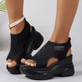 thumbnail image 4 of Rokment Platform Athletic Mesh Walking Nursing Sandals for Women 2026 Comfortable Stretchy Hollow out Open Toe Chunky Wedge High Heels Casual Orthotic Slip on Summer Shoes Black Size 6, 4 of 7