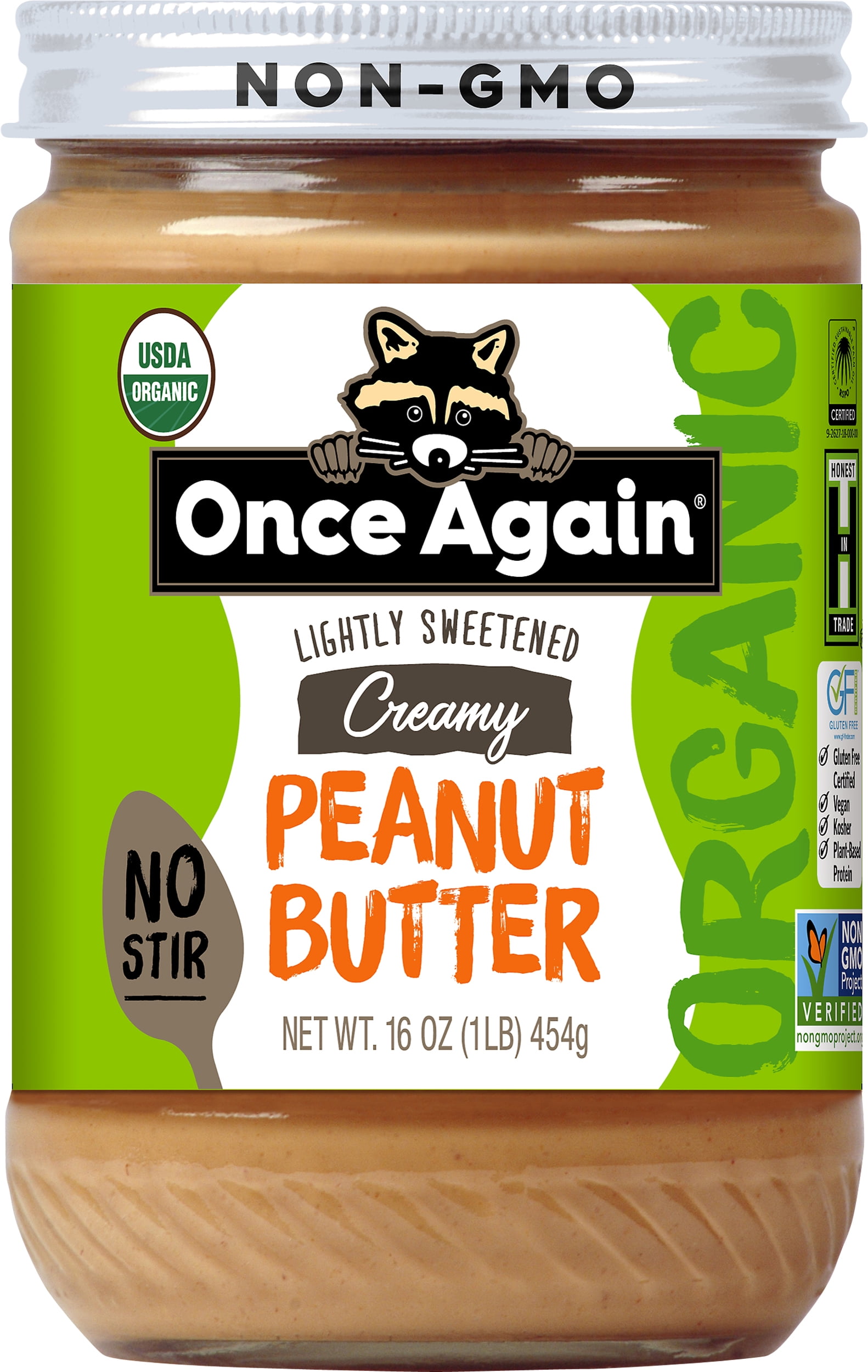 Once Again Butter Peanut No Stir Organic 16 oz (Pack Of 6)