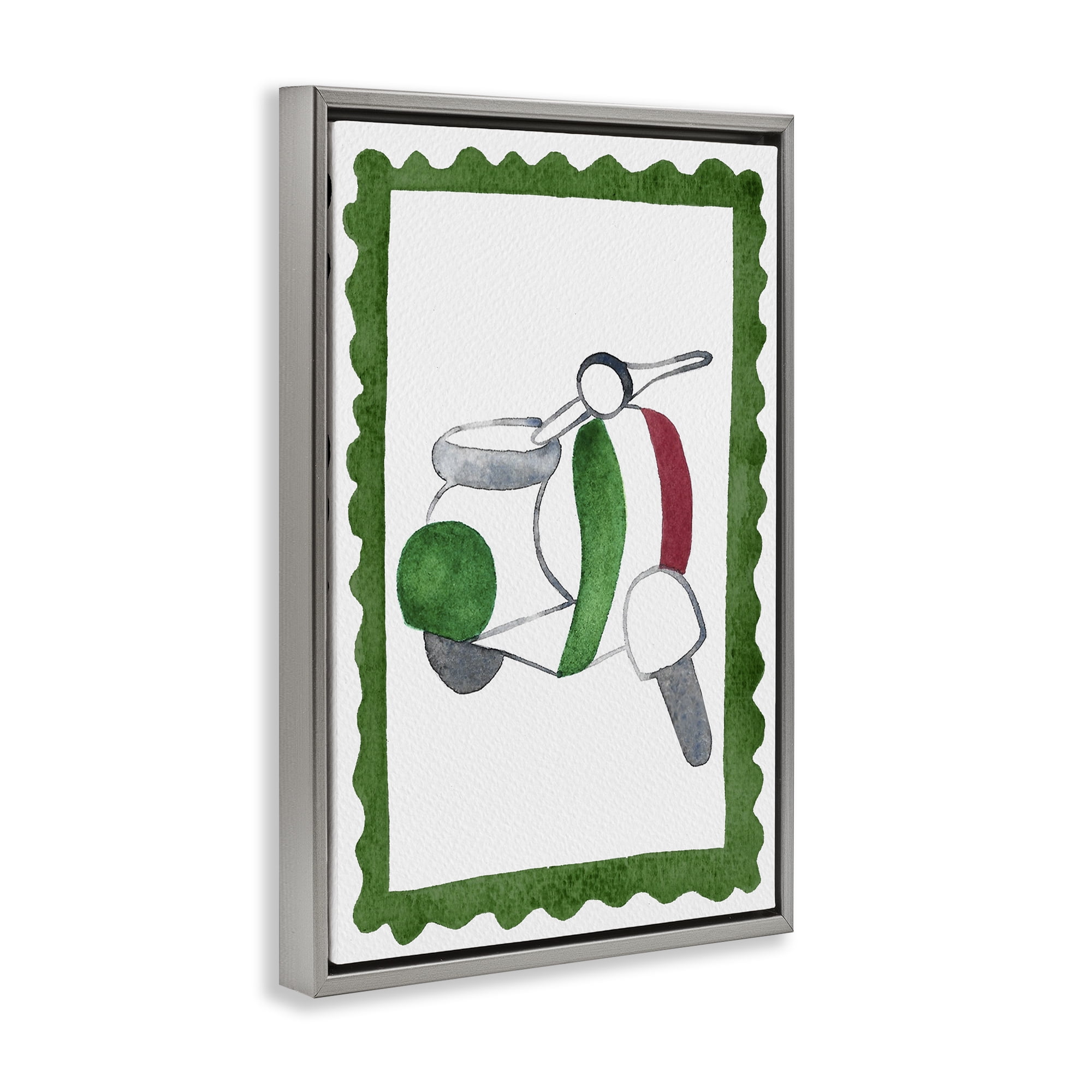 Stupell Industries Italian Motor Scooter Gray Framed Floater Canvas Wall Art, design by Camila Juncos