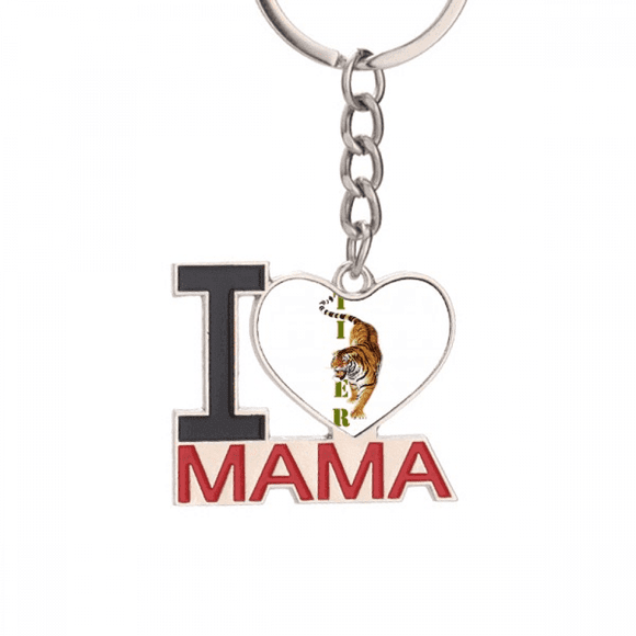 Cat Tiger Descends Mountain Ferocious Keychain Metal Keyring Holder Love MAMA Mother
