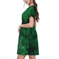 thumbnail image 2 of Rateoe Green Leave Fern Pattern Women’s Short Sleeve Dress – Casual Elegant Summer A-Line Dress for Everyday Wear, 2 of 6