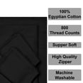 thumbnail image 7 of 4 Piece Zipper Sheet Set Includes (1 Zipper Fitted Sheet, 1 Flat Sheet And 2 Zipper PillowCase) with 15 Inch Deep Pocket 800 TC 100% Egyptian Cotton Solid Black Color King Size, 7 of 7