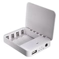 thumbnail image 3 of 2X Caja de Bateria del Banco de la Energia del USB Portatil Cargador de Bateria Externa del Paquete del Cargador de Bateria de Emergencia 4X AA para Telefonos, Blanco, 3 of 4