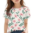 thumbnail image 1 of Zpanxa T-Shirts d'Été pour Filles Imprimé Manches Courtes T-Shirt Col Rond Tee avec Polyester Spandex 3 Ans, 1 of 7
