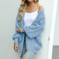 thumbnail image 4 of Ediodpoh Women's Long Sleeve Open Front Casual Lightweight Soft Knit Cardigan Sweater Outerwear Cardigan Sweaters for Women Light Blue XXL, 4 of 9