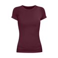 thumbnail image 7 of Yigetop Fitted T Shirts for Women, Womens Basic Solid Color Crew Neck Short Sleeve Long Tee Shirt Basic Tops for Woman Red2 M, 7 of 7