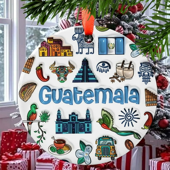 Guatemala Christmas Ornament, Ceramic/Acrylic Ornament, Mother’s Day Keepsake, Valentine’s Day Decor, Festival Gift Ornament, Collectible 2025