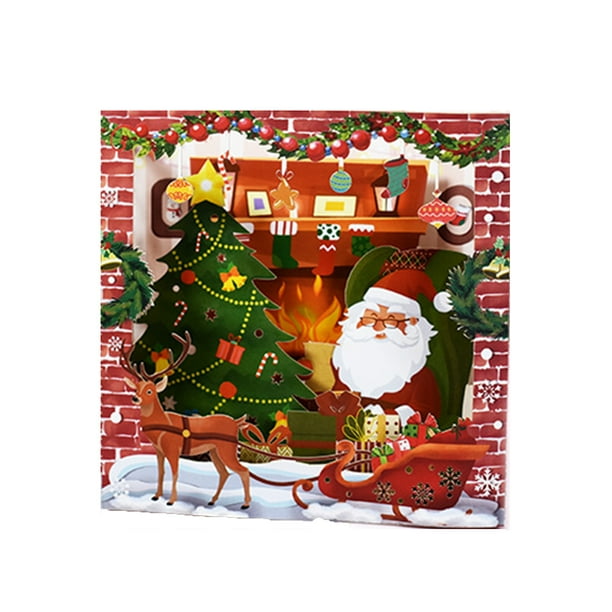 Tarjetas navideñas emergentes en 3D con caja de sobres Tarjetas de felicitación de feliz año nuevo T Abanopi Tipo 2